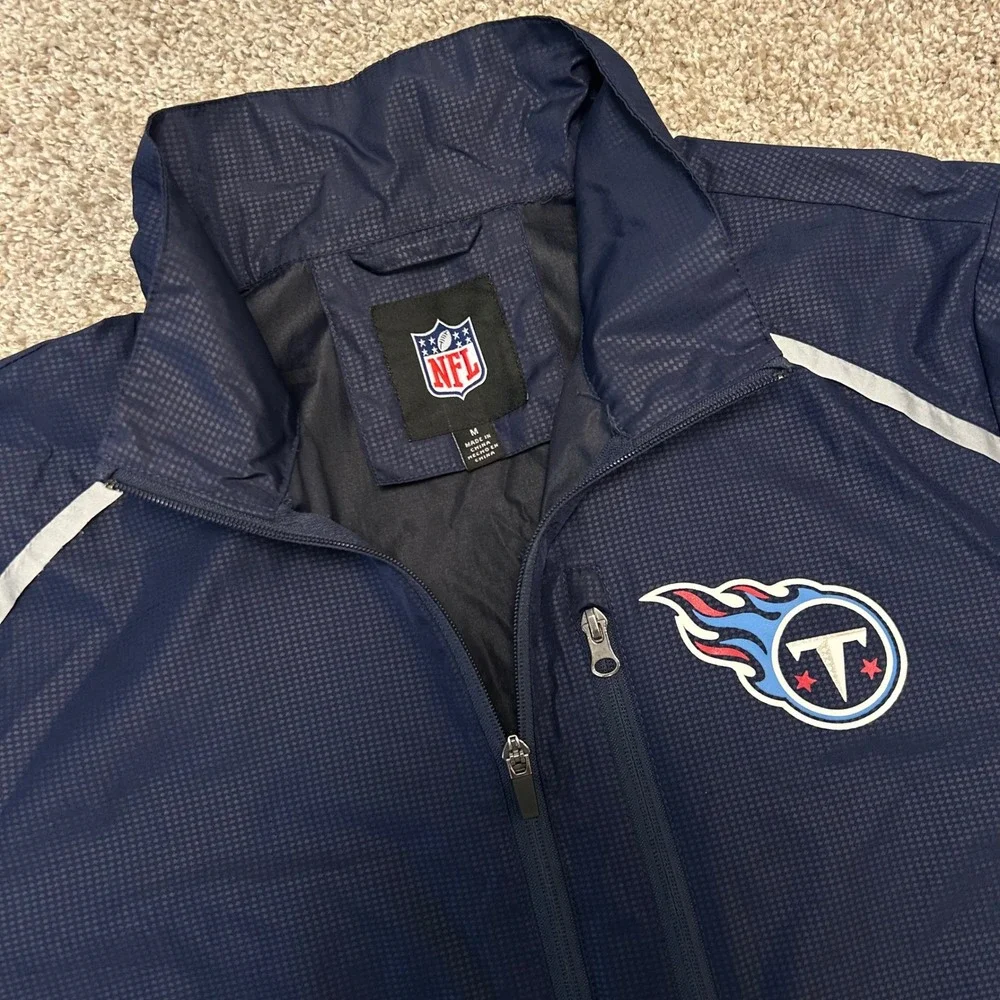 Tennessee Titans NFL Windbreaker Jacket Mens Medium Full Zip Navy Lightweight